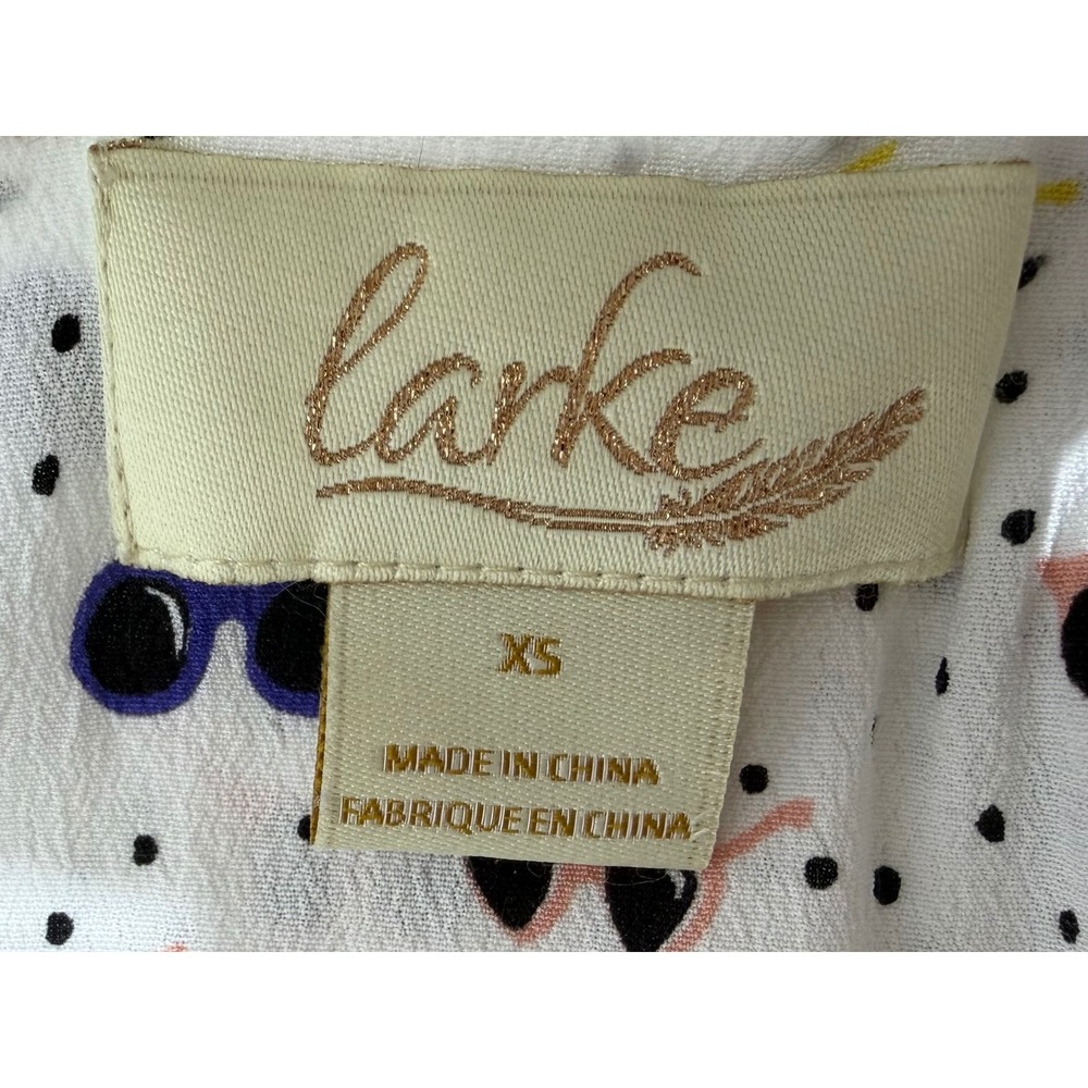 Larke Anthropologie Mini Dress Size XS Sunglasses Polka Dot Button Front Halter - Picture 6 of 11